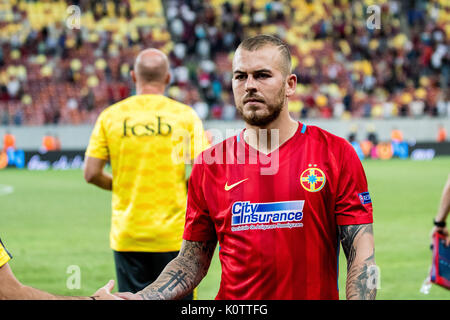 23. August 2017: Denis Alibec #7 Der FCSB Bukarest während der UEFA Champions League 2017-2018, Play-Offs 2. Bein Spiel zwischen FCSB Bukarest (ROU) und Sporting Clube de Portugal Lissabon (POR) auf nationaler Arena, Bukarest, Rumänien ROU. Foto: Cronos/Catalin Soare Stockfoto