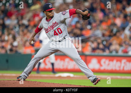 Houston, Texas, USA. 23 Aug, 2017. Washington Angehörigen des Kruges Edwin Jackson (40) Plätze bei einem Major League Baseball Spiel zwischen den Houston Astros und der Washington Nationals im Minute Maid Park in Houston, TX. Credit: Cal Sport Media/Alamy leben Nachrichten Stockfoto