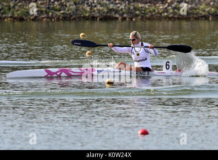 Racice, Tschechische Republik. 24 Aug, 2017. SABRINA HERING von Deutschland in Aktion während der 2017 ICF Canoe Sprint Wm in Racice, Tschechische Republik, 24. August 2017. Credit: Roman Vondrous/CTK Photo/Alamy leben Nachrichten Stockfoto