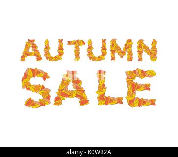 Herbst Sale. Gelbe Blätter von ABC. herbstliche Alphabet. Briefe Laub Stock Vektor