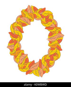 Herbst ellipse Rahmen isoliert. Gelbe Blätter Hintergrund Stock Vektor