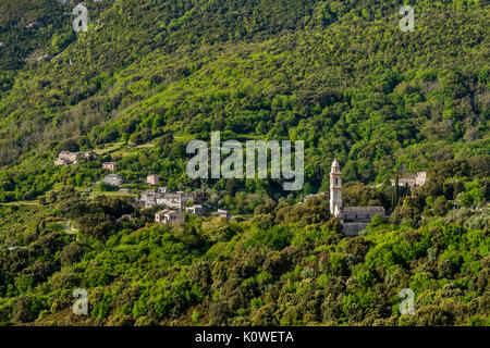 Hang Stadt von Sisco, Cap Corse, Haute-Corse, Korsika, Frankreich Stockfoto