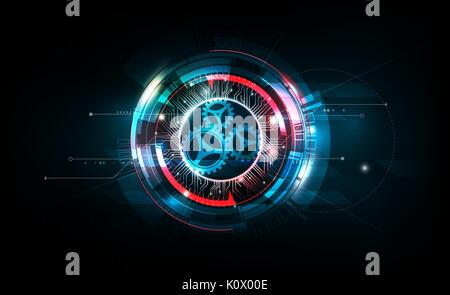 Abstrakte futuristische elektronische Schaltungstechnik auf dunklem Hintergrund, Vector Illustration Stock Vektor