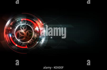 Abstrakte futuristische elektronische Schaltungstechnik auf dunklem Hintergrund, Vector Illustration Stock Vektor