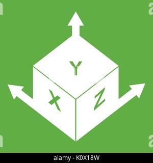 Messung cube Quadrat Weiß auf grünem Hintergrund isoliert. Vector Illustration Stock Vektor