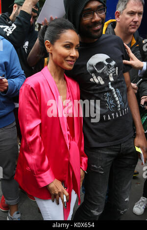 Jada Pinkett Smith Ankunft auf Global Radio Studios ihren neuen Film "Girl's Trip" - London mit: Jada Pinkett Smith Wo: London, Großbritannien Wann: 24 Aug 2017 Quelle: WENN.com Stockfoto