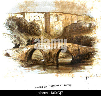 August von haxthausen. Transkaukasien. Brücke und die Festung in Erivan Stockfoto