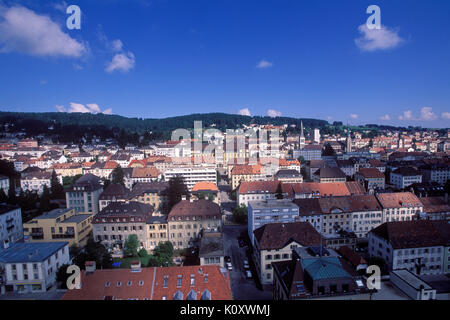 La Chaux-de-Fonds *** Local Caption *** La Chaux-de-Fonds, Panorama, Stadt, Kanton Neuenburg, Schweiz, UNESCO, Erbe, Uhrenindustrie, cloc Stockfoto