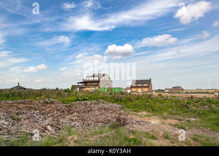 Letzte Gebäude in einem geisterdorf am Rande des Tagebau Garzweiler II in Deutschland Stockfoto