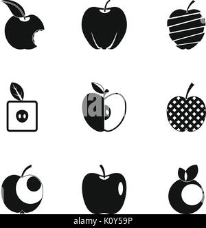 Gesunde apple Icon Set, einfachen Stil Stock Vektor