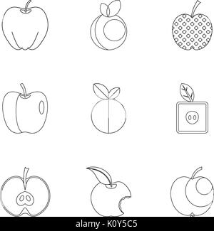 Natürliche apple Icon Set, outline Style Stock Vektor