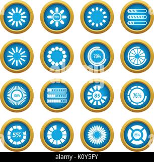 Laden bars und Preloader Symbole blauer Kreis gesetzt Stock Vektor