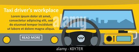 Taxifahrer Arbeitsplatz Banner horizontale Konzept Stock Vektor