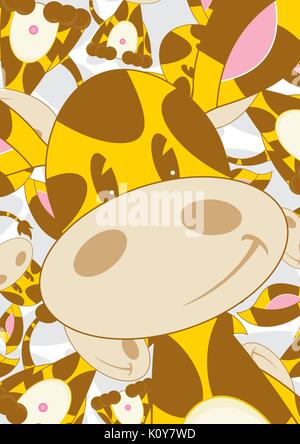 Cute Cartoon Giraffe Zeichen Muster Vector Illustration Stock Vektor