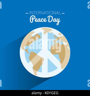 Internationalen Frieden Tag mit dem Symbol des Friedens auf der Erde. Vector Illustration Stock Vektor