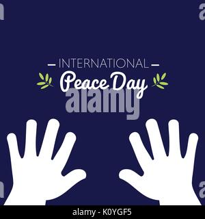 Internationalen Frieden Tag mit weißen Händen bittet um Frieden. Vector Illustration Stock Vektor