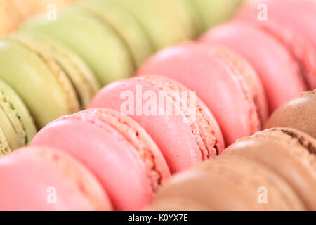 Macarons Makronen closeup cookies Dessert aus Frankreich Französische Stockfoto