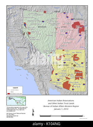 American Indian Reservierungen und andere indische Vertrauen Länder Büro der indischen Angelegenheiten Western Region Stockfoto