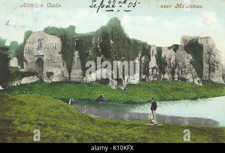 Allington Schloss 1905 Postkarte Stockfoto