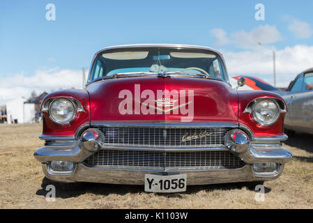 Chevrolet, Chevy, Cadillac, Rot, metallic, glänzend, front, Nahaufnahme, Stockfoto