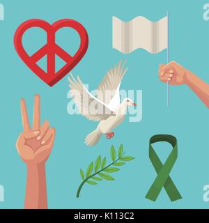 Farbe poster Symbole des Friedens und der Liebe Symbole Stock Vektor