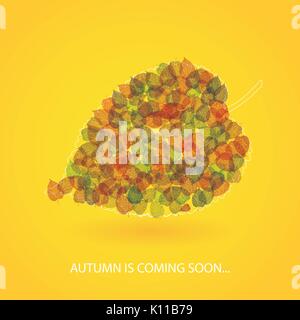 Der Herbst ist bald Begriff - Abstrakte bunten Hintergrund, Abdeckung oder Grußkarte Konzept Vorlage mit Herbstlaub - Abbildung im Vektor Stock Vektor