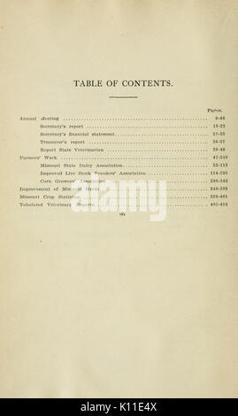 Jahresbericht der Missouri State Board der Landwirtschaft BHL 4883483 Stockfoto