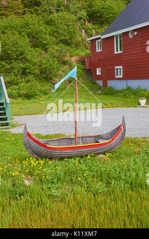 Modell eines Wikingerschiffes, St.Lunaire-Griquet an der nördlichen Spitze des Großen nördlichen Halbinsel, Neufundland, Kanada Stockfoto