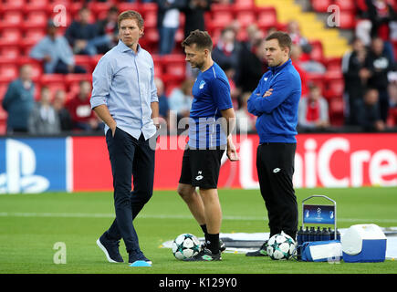 Hoffenheim manager Julian Nagelsmann vor dem UEFA Champions League Play-Off, zweite Bein Match in Liverpool, Liverpool Stockfoto