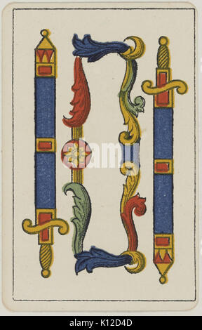 Aluette card deck Grimaud 1858 1890 der Schwerter Stockfoto