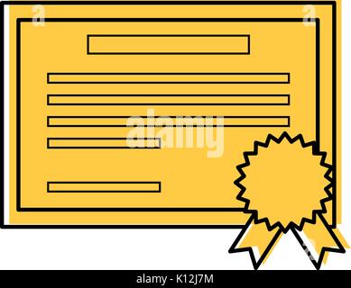 Zertifikat Dokument Symbol auf weißem Hintergrund Vector Illustration Stock Vektor