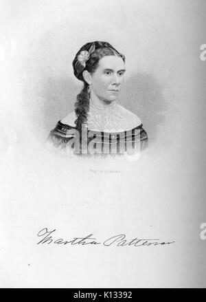 Martha Johnson Patterson, Porträt Gravur mit kursiver Text, der Tochter des Präsidenten der Vereinigten Staaten Andrew Johnson, 1870. Stockfoto