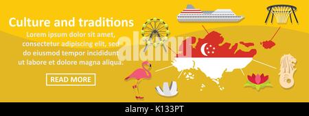 Kultur und Traditionen Singapur Fahne horizontale Konzept Stock Vektor
