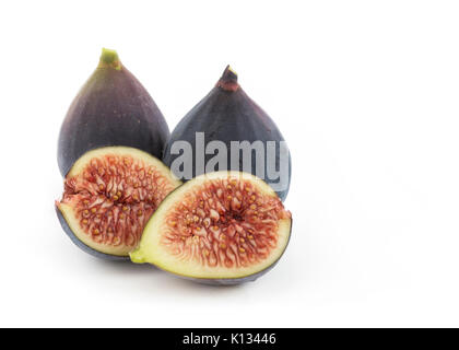 Gruppe von Ficus Carica gemeinsamen Bild vom Mulberry Family, ganz und geschnitten auf weißem Hintergrund Stockfoto