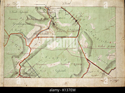 Atlas des Zugeständnisse du Terrain Houiller De La Sarre (Feuille 37) Stockfoto