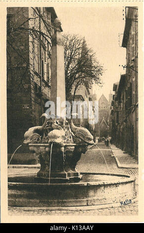 Aix-en-Provence FR 13 Vers 1930 La Fontaine des Quatre Dauphins Stockfoto