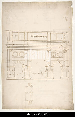 Triumphbogen des Konstantin, Elev, partielle Plan (recto) Triumphbogen des Konstantin, Profile der Base, Welle und Gebälk (verso) MET DP 810826 Stockfoto