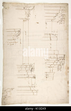 Triumphbogen des Konstantin, Elev, partielle Plan (recto) Triumphbogen des Konstantin, Profile der Base, Welle und Gebälk (verso) MET DP 810827 Stockfoto