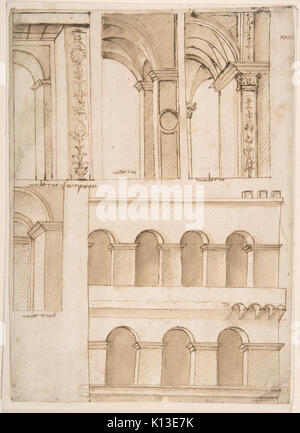 Architektur studieren mit einem oder mehreren Gebäuden (möglicherweise Teil der Straße mit Blick auf die Architektur der alten Petersplatz in Rom) MET DP 801925 Stockfoto