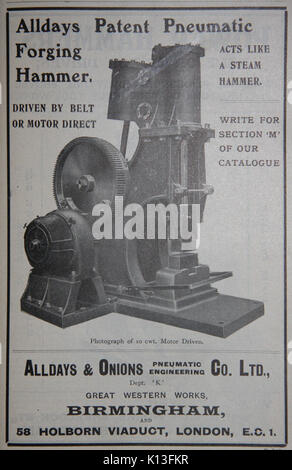 Alldays pneumatische Schmiedehammer ad (1918) Stockfoto