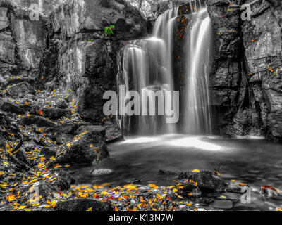 Lumsdale fällt, die im Peak District National Park ist. Stockfoto