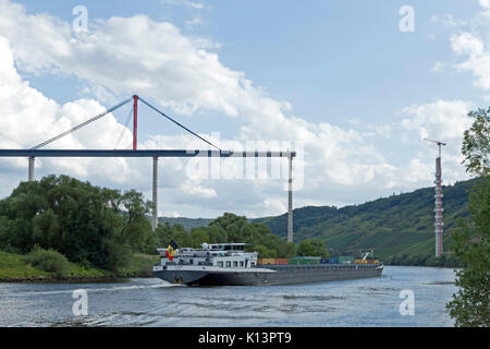 Baustelle Mosel Hochmoselbruecke (Hohe Brücke) zwischen Uerzig und Zeltingen-Rachtig, Mosel, Deutschland Stockfoto