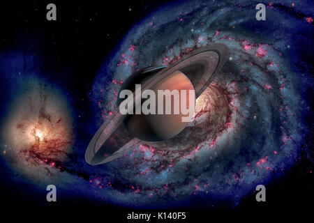 Sonnensystem - Saturn. Es ist der sechste Planet von der Sonne und der zweitgrößte im Sonnensystem. Es ist ein Gas riesigen Planeten und hat ein Ringsystem. Stockfoto