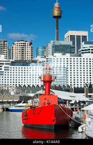 Carpentaria Feuerschiff an der Sydney Maritime Museum in Darling Harbour, Australien. Stockfoto