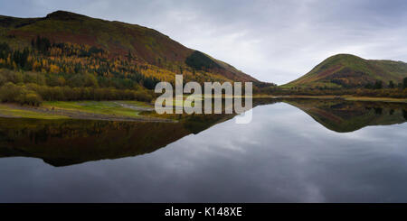 Luftaufnahme von Reflexionen über Thirlmere Stockfoto