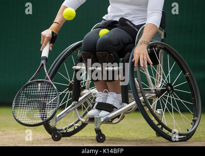 Rollstuhl Tennis Detail an der Wimbledon Championships 2017 Stockfoto