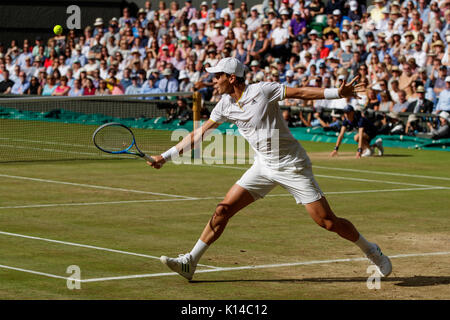 Tomas Berdych der tschechischen Republik bei den Herren Singles - Wimbledon Championships 2017 Stockfoto