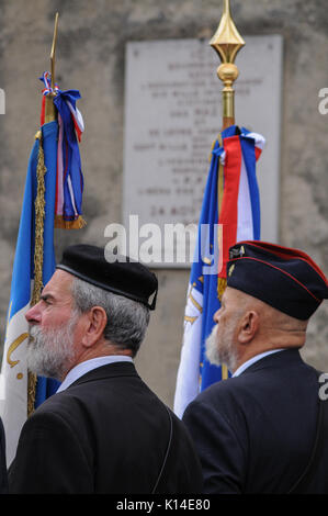 Veteranen besuchen Festakt zum 73. Jahrestag der Befreiung Gefängnis Montluc, Lyon, Frankreich Stockfoto