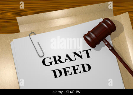 3D-Darstellung der "GRANT TAT" Titel auf rechtliches Dokument Stockfoto
