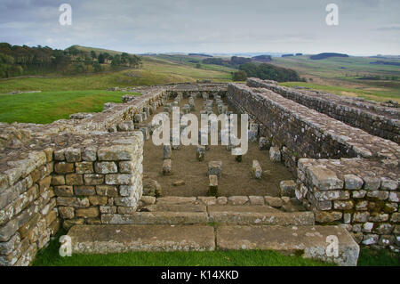 Getreidespeicher einer römischen Festung an der Wand des Hadrian Stockfoto